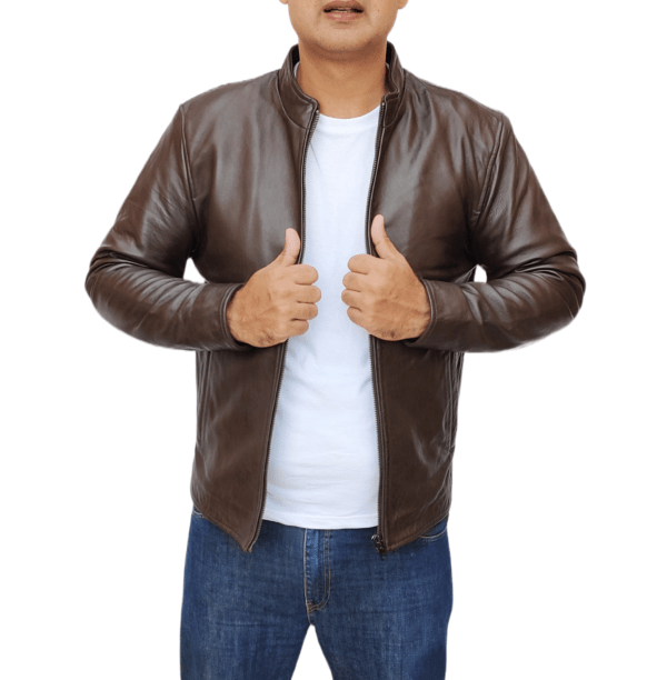 Brown Lambskin Leather jacket HS-M5 Classic - Image 2