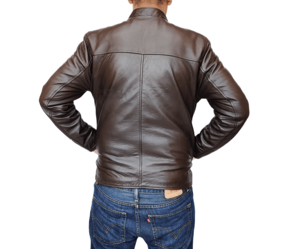 Brown Lambskin Leather jacket HS-M5 Classic - Image 6