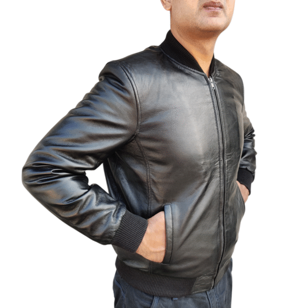 Black Leather Bomber Jacket