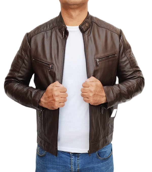 Brown Lambskin biker Leather jacket