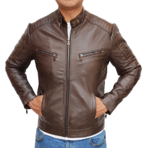 Brown Lambskin biker Leather jacket