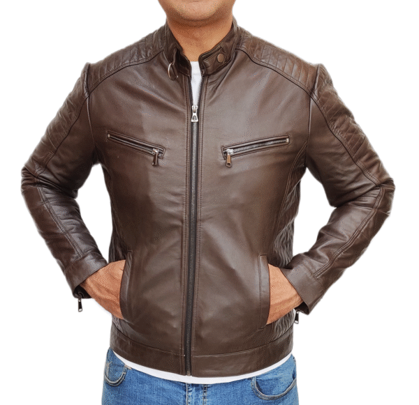 Brown Lambskin biker Leather jacket