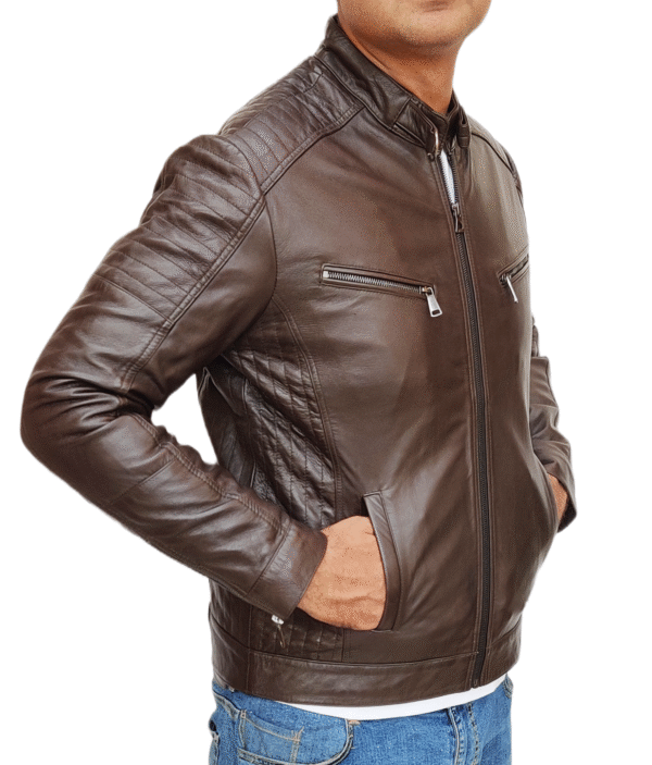 Brown Lambskin biker Leather jacket