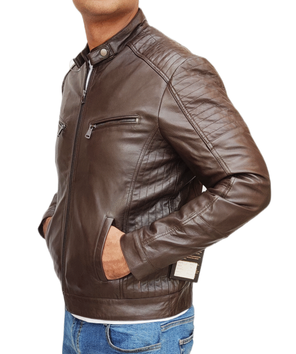 Brown Lambskin biker Leather jacket