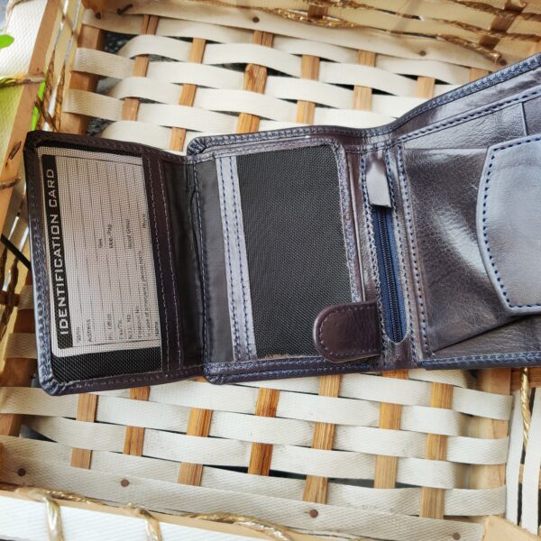 Men's Leather wallet Genuine Cowhide Leather HS-SJ4M- Blue - Image 8