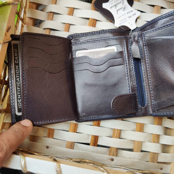 Men's Leather wallet Genuine Cowhide Leather HS-SJ4M- Blue - Image 7