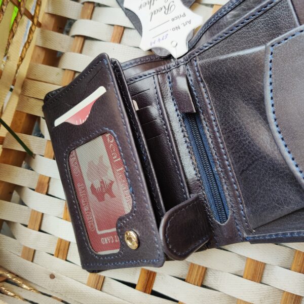 Men's Leather wallet Genuine Cowhide Leather HS-SJ4M- Blue - Image 6