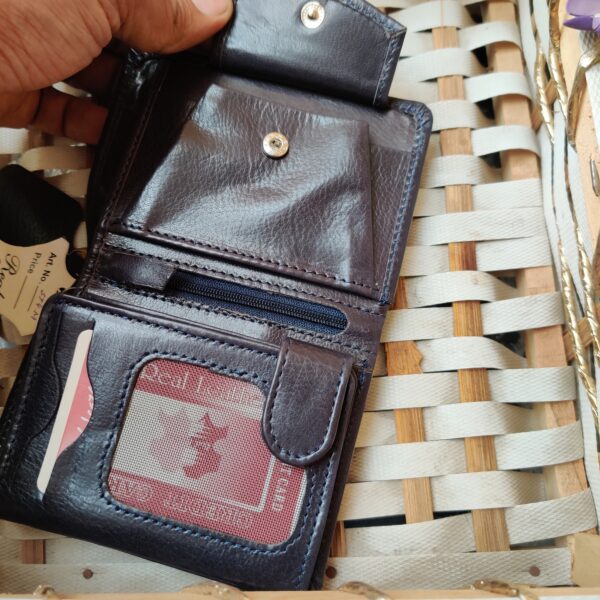 Men's Leather wallet Genuine Cowhide Leather HS-SJ4M- Blue - Image 3