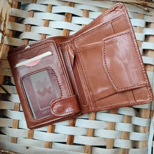 Men's Leather wallet Genuine Cowhide Leather HS-SJ4M- Brown
