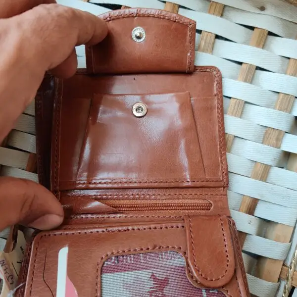 Men's Leather wallet Genuine Cowhide Leather HS-SJ4M- Brown - Image 6