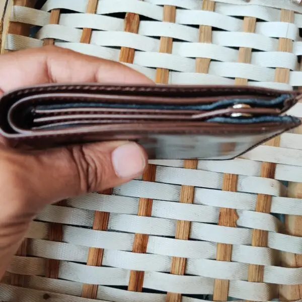 Men's Leather wallet Genuine Cowhide Leather HS-BZ4 Brown - Image 10