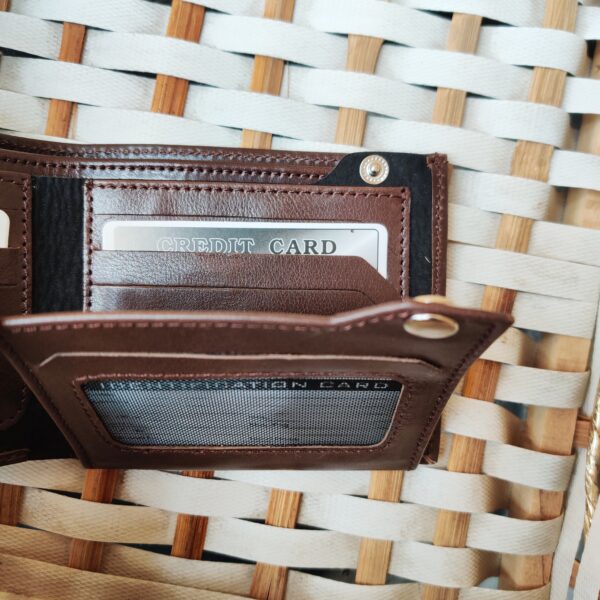 Men's Leather wallet Genuine Cowhide Leather HS-BZ4 Brown - Image 5