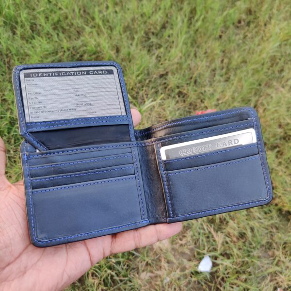 Men's Leather wallet Genuine Cowhide Leather HS-UP- Blue - Image 3