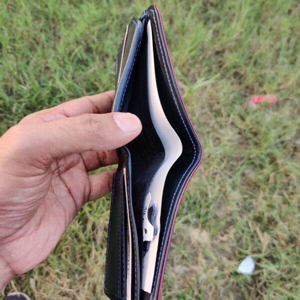 Men's Leather wallet Genuine Cowhide Leather HS-UP- Blue - Image 4
